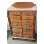 Antique mahogany sixteen drawer sheet music chest with lockable sides (no key), 90 x 50 x 100 cm.
