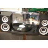 GPO Piccadilly Retro 3-speed turntable with perspex lid and external speakers; bluetooth receiver,