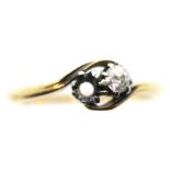 18ct gold diamond ring, size K with one stone missing, 2.7g. P&P group 1 (£14 for the first lot