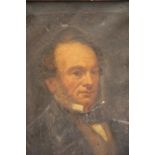 Antique oil on canvas of a head and shoulders portrait of a gentleman in 19thC clothing, unsigned