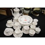 Royal Albert Brigadoon pattern six service coffee set with tureen and five extra cups, 1st