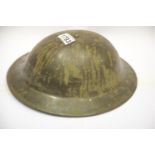 Late WWI early WWII US Kelly helmet and liner. P&P Group 2 (£18+VAT for the first lot and £3+VAT for