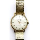 Gents 9ct gold Omega wristwatch. P&P Group 1 (£14+VAT for the first lot and £1+VAT for subsequent