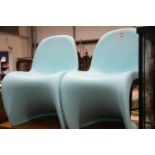 Two Vier Panton Vitra childs chairs in blue. This lot is not available for in-house P&P.