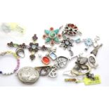 Collection of silver jewellery, mainly pendants and stone set examples, total weight 74g. P&P