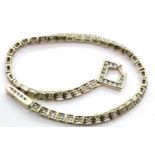 9ct gold diamond set bracelet with clip fastening, one stone missing, L: 18 cm, 6.8g. P&P Group