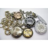 Two vintage pocket watches, a modern Saxon pocket watch on chain (none working, all with damage) and