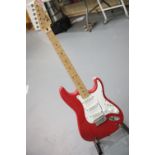 Mexican Fender Stratocaster in candy apple red, serial MN 6130605. This lot is not available for