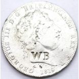 1819 - Silver Crown of Mad King George III - WB countermark. P&P Group 1 (£14+VAT for the first