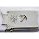 Rare American antique sterling silver cigar cutter watch chain fob, USA patent date Mar-29-10. P&P