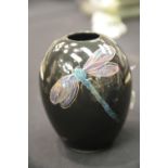Anita Harris vase in the Dragonfly pattern, H: 15 cm. P&P Group 1 (£14+VAT for the first lot and £