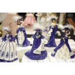 Five blue willow collection ceramic ladies with certificates, P&P Group 3 (£25+VAT for the first lot