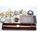 Box of mixed costume jewellery and watches. P&P group 1 (£14 for the first lot and £1 for each