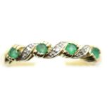 9ct gold emerald and diamond set ring, size P, 2.0g. P&P Group 1 (£14+VAT for the first lot and £1+