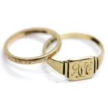 Two 9ct gold rings, size K 4.3g. P&P group 1 (£14 for the first lot and £1 for subsequent lots)