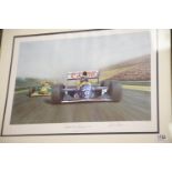 Limited edition print Damon Hill Hungary 1993 signed G Coulson. This lot is not available for in-