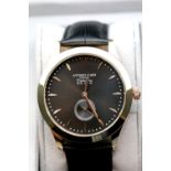 New boxed Anthony James black faced gents wristwatch. P&P Group 1 (£14+VAT for the first lot and £