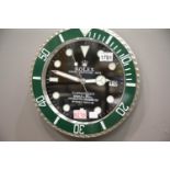 Dealer wall clock with sweeping second hand. P&P Group 3 (£25+VAT for the first lot and £5+VAT for