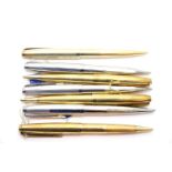 Seven Bolascrip German rolled gold and chrome propelling pencils (leads still available). P&P