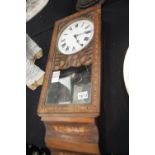 Victorian inlaid wall clock. This lot is not available for in-house P&P.