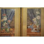 Pair of gilt framed pastels by Paul C Barker ARA, Summer and Winter. 46 x 23 cm. No in-house P&P
