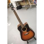 Epiphone by Gibson PR350CE/VS electro acoustic guitar. The head has been off and reglued, This lot