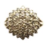 9ct gold champagne diamond set cluster dress ring, size J, 4.0g. P&P Group 1 (£14+VAT for the