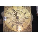 Antique brass dial chiming clock mechanism with single weight. This lot is not available for in-