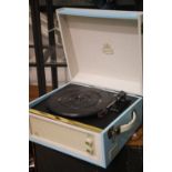 Blue GPO Bermuda retro 3 speed record player, MP3 player and digital recorder, RRP £134.99. This lot
