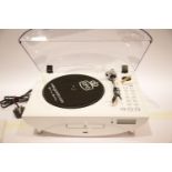 White GPO Jive music centre - 3 speed turntable; CD/MP3/USB player; FM radio and remote control, RRP