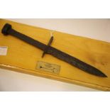 Mounted WWII Normandy relic US M4 bayonet/fighting knife. P&P Group 2 (£18+VAT for the first lot and