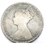 1873 - Silver Gothic Florin of Queen Victoria (Date in latin). P&P Group 1 (£14+VAT for the first