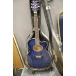 Aria Elecord electro acoustic guitar with hard case. This lot is not available for in-house P&P.