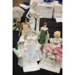 Five ceramic figurines including Coalport, Franklin Mint and Royal Worcester. P&P Group 3 (£25+VAT