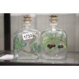 Two Holmegaard decorated decanters. P&P Group 2 (£18+VAT for the first lot and £3+VAT for subsequent