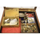 Dealers glass top cabinet containing studs, cufflinks, coins etc. This lot is not available for in-