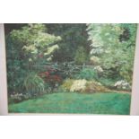 Watercolour of a Maghull garden by J Meeson, 36 x 27 cm. P&P Group 2, will be sent without