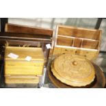 Collection of treen boxes and letter racks etc. This lot is not available for in-house P&P.