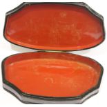 A Russian painted and lacquered trinket box, L: 20 cm. P&P Group 1 (£14+VAT for the first lot and £