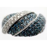 9ct white gold blue stone and diamond set ring, size N, 5.9g. P&P Group 1 (£14+VAT for the first lot