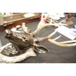 Faux stags head wall mounting, H: 36 cm. This lot is not available for in-house P&P.