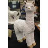 Llama garden figurine, H: 60 cm approximately. This lot is not available for in-house P&P.