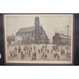 LS Lowry signed in pencil limited edition pencil drawing, St Mary's Beswick, 196/500, 38 x 26 cm.