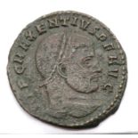 Roman Bronze AE Follis - Maxentius with Roma enthroned within Temple. P&P Group 1 (£14+VAT for the