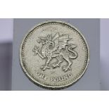 Double tail Welsh dragon £1 coin. P&P group 1 (£14 for the first lot and £1 for each subsequent lot)