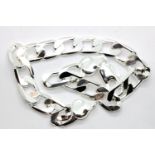 925 silver flat link bracelet, L: 19 cm, 11g. P&P Group 1 (£14+VAT for the first lot and £1+VAT