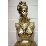 Large cast head and shoulders bust of a lady, H: 44 cm. This lot is not available for in-house P&P.