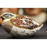 Royal Crown Derby Dapped Quail gold stopper, signed in gold, L: 10 cm. P&P Group 1 (£14+VAT for