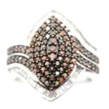 Silver diamond set multi stone ring, size O, 6g. P&P Group 1 (£14+VAT for the first lot and £1+VAT