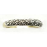 9ct gold diamond set band, size I/J, 1.4g. P&P Group 1 (£14+VAT for the first lot and £1+VAT for